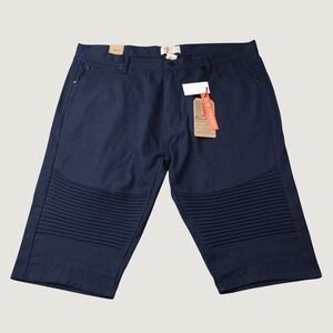 Pjmark Moto Shorts Slim Straight 44 Navy Blue Cotton Ribbed Biker Streetwear NWT